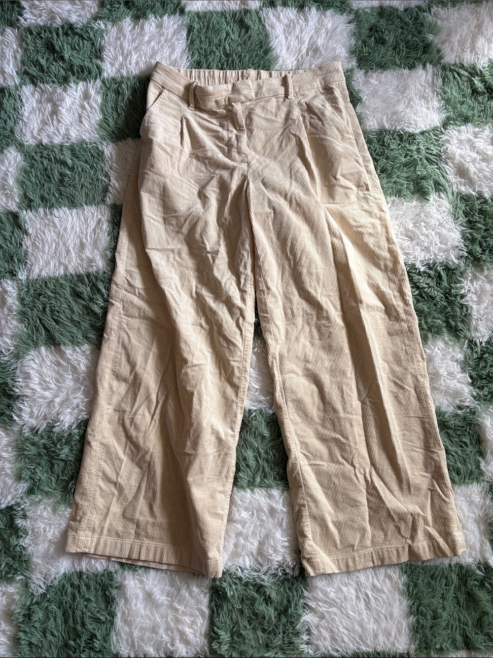 American Eagle Outfitters white corduroy Trousers stretch high waisted trouser